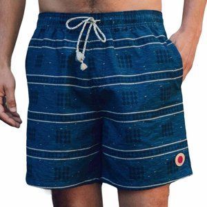 Blue Striped Men's Swim Board Shorts